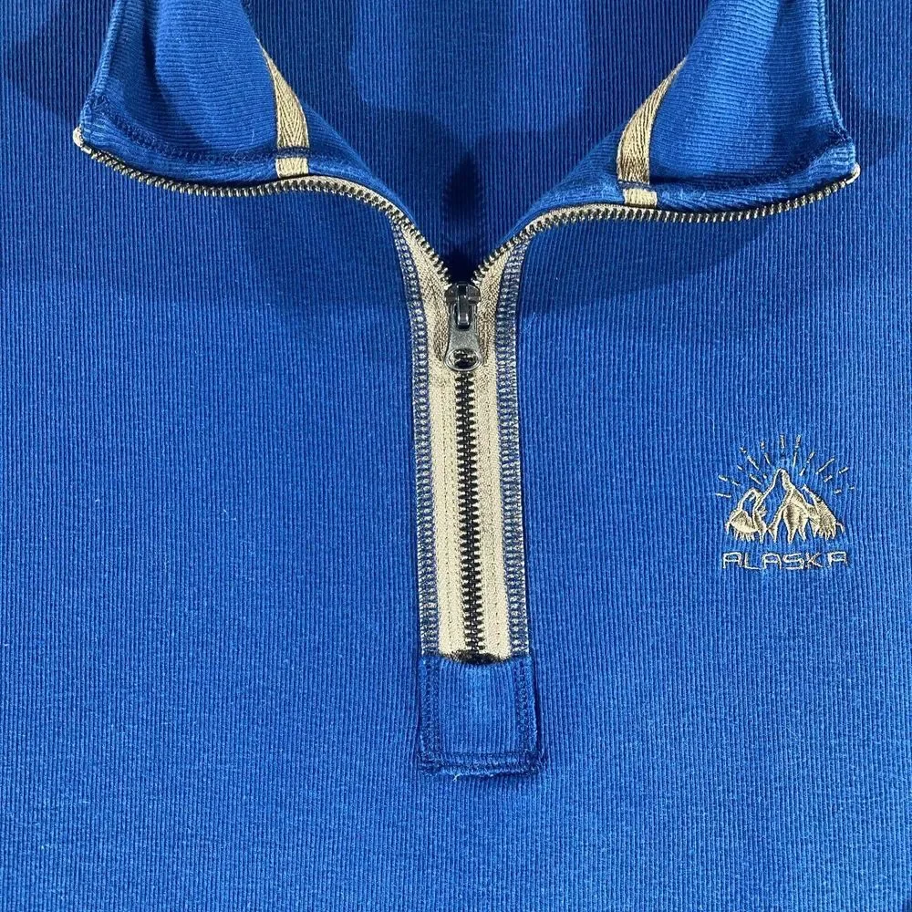 Alaska 1/4 Zip Pullover‎ Sweatshirt Men's Size XL Blue